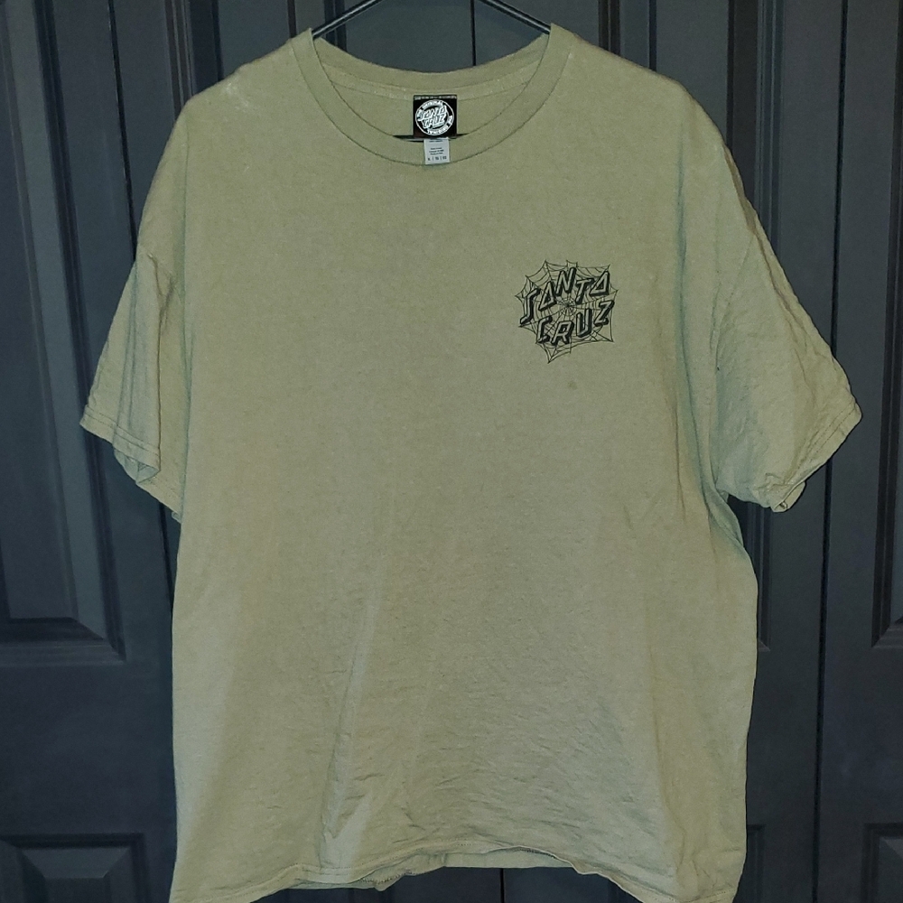 Santa Cruz Skateboards Men's Short Sleeve Tee in Olive Green with Black Logo